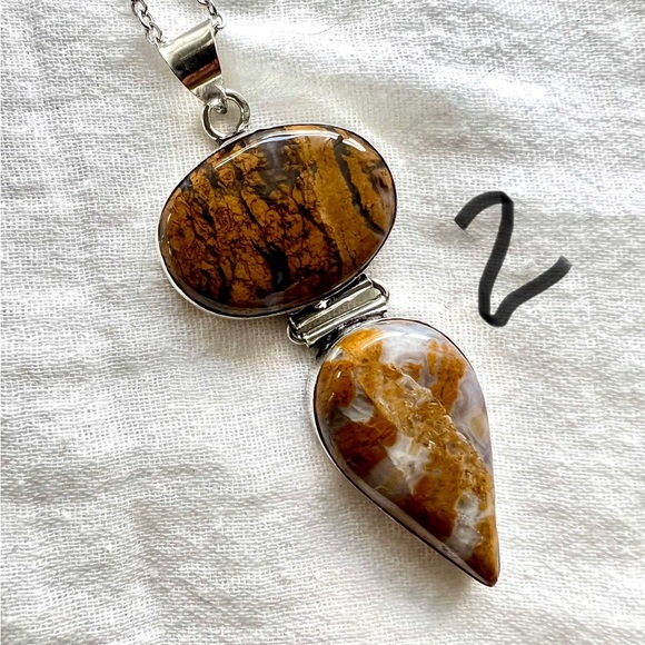 925 Yellow Moss Agate Necklace Pendant - Picture 5 of 8